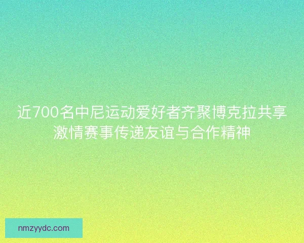 近700名中尼运动爱好者齐聚博克拉共享激情赛事传递友谊与合作精神